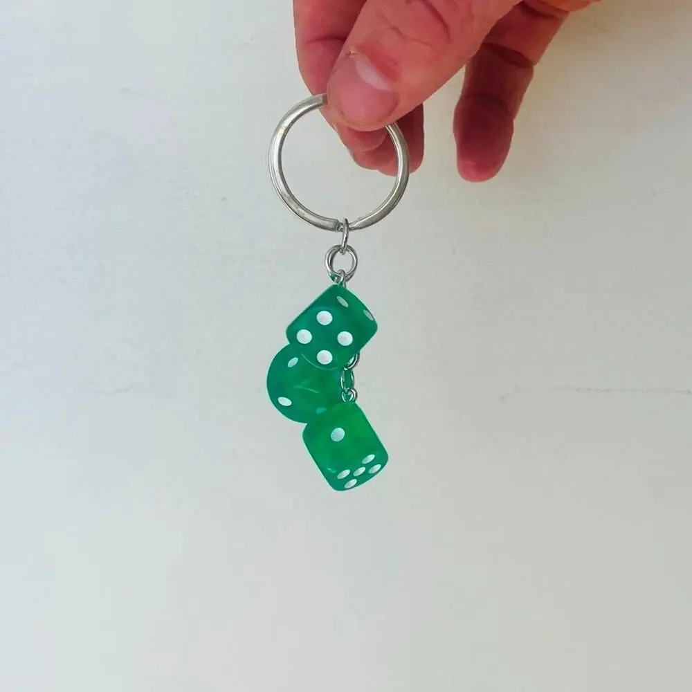 Y2k 2000s vintage style green dice key chain